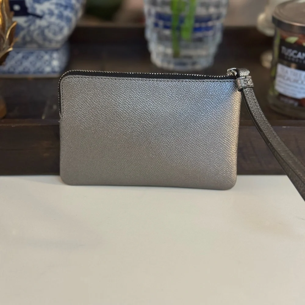 Coach Metallic Silver Wristlet - Picture 2 of 5